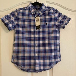 Boys Blue Plaid Ralph Lauren Button-Down NWT sz 6
